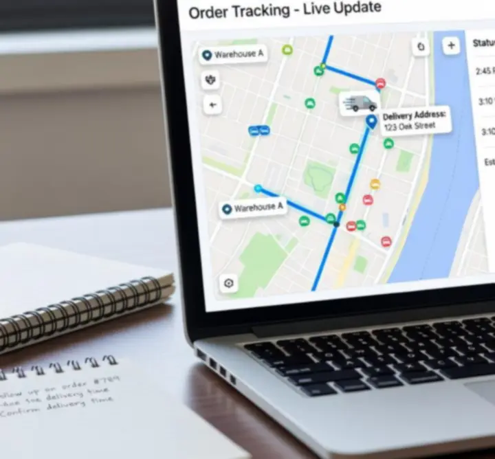 Ekran komputera z podglądem śledzenia zamówienia